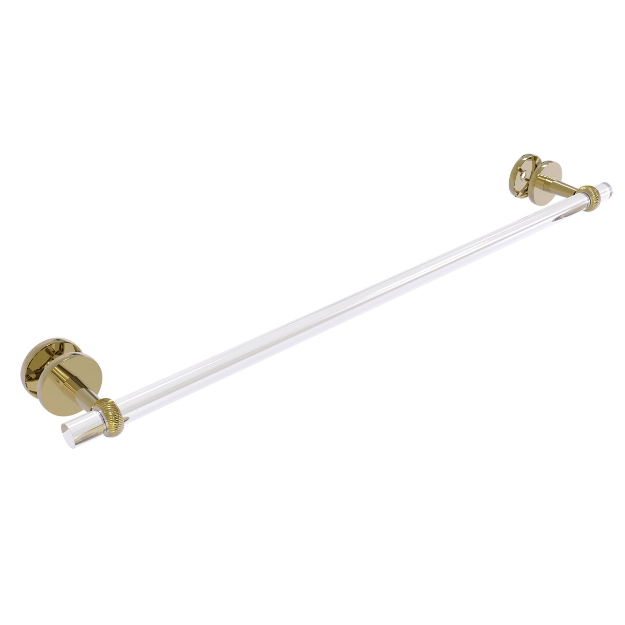 Clearview Collection 30 Inch Shower Door Towel Bar With Twisted Accents - Unlacquered Brass